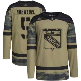 Youth Chad Ruhwedel New York Rangers Adidas Military Appreciation Practice Jersey - Authentic Camo