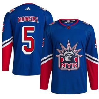 Youth Chad Ruhwedel New York Rangers Adidas Reverse Retro 2.0 Jersey - Authentic Royal