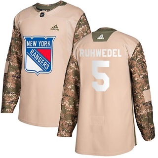 Youth Chad Ruhwedel New York Rangers Adidas Veterans Day Practice Jersey - Authentic Camo