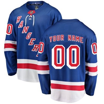 Youth Custom New York Rangers Fanatics Branded Custom Home Jersey - Breakaway Blue