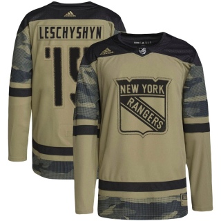 Youth Jake Leschyshyn New York Rangers Adidas Military Appreciation Practice Jersey - Authentic Camo