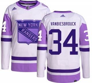 Youth John Vanbiesbrouck New York Rangers Adidas Hockey Fights Cancer Jersey - Authentic