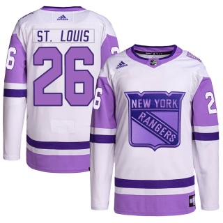 Youth Martin St. Louis New York Rangers Adidas Hockey Fights Cancer Primegreen Jersey - Authentic White/Purple