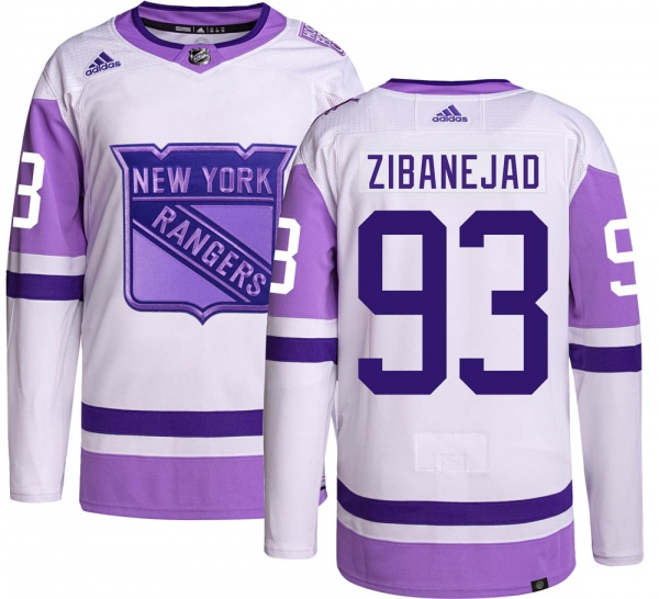 Youth Mika Zibanejad New York Rangers Adidas Hockey Fights Cancer Jersey - Authentic