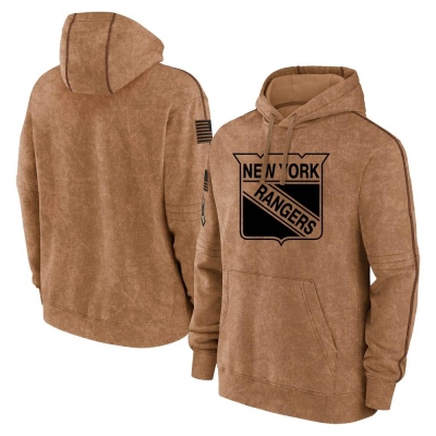 Youth New York Rangers 2023 Salute to Service Club Pullover Hoodie - Brown