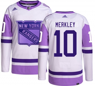 Youth Nick Merkley New York Rangers Adidas Hockey Fights Cancer Jersey - Authentic