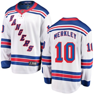 Youth Nick Merkley New York Rangers Fanatics Branded Away Jersey - Breakaway White