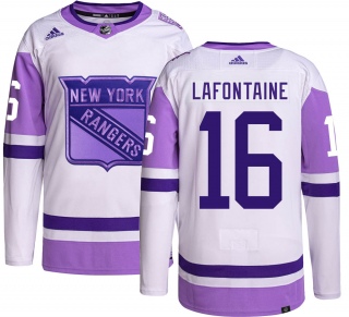 Youth Pat Lafontaine New York Rangers Adidas Hockey Fights Cancer Jersey - Authentic