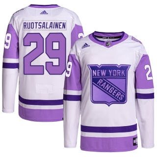Youth Reijo Ruotsalainen New York Rangers Adidas Hockey Fights Cancer Primegreen Jersey - Authentic White/Purple
