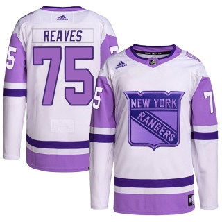 Youth Ryan Reaves New York Rangers Adidas Hockey Fights Cancer Primegreen Jersey - Authentic White/Purple