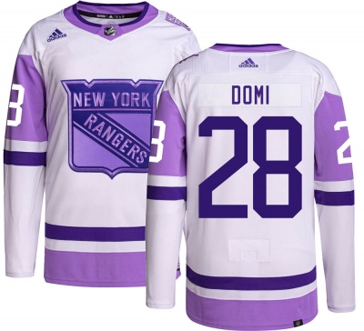 Youth Tie Domi New York Rangers Adidas Hockey Fights Cancer Jersey - Authentic