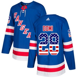 Youth Tie Domi New York Rangers Adidas USA Flag Fashion Jersey - Authentic Royal Blue