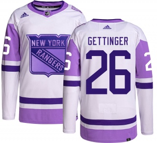 Youth Tim Gettinger New York Rangers Adidas Hockey Fights Cancer Jersey - Authentic