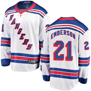 Youth Ty Emberson New York Rangers Fanatics Branded Away Jersey - Breakaway White