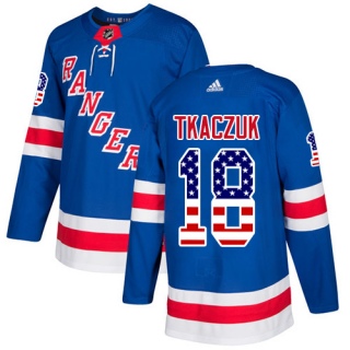 Youth Walt Tkaczuk New York Rangers Adidas USA Flag Fashion Jersey - Authentic Royal Blue